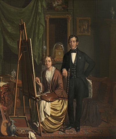 (Self) Portrait of the Kiers-Haanen Couple by Elizabeth Haanen (1845) by Elisabeth Alida Haanen